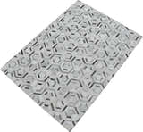 Modern Handmade Ivory and Silver Genuine Leather Area Rug