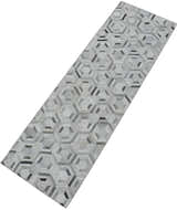 Modern Handmade Ivory and Silver Genuine Leather Area Rug