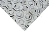 Modern Handmade Ivory and Silver Genuine Leather Area Rug