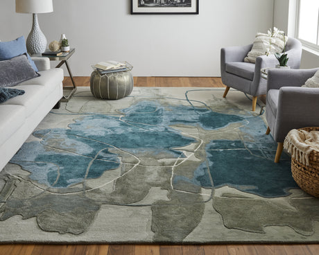 Feizy Anya Transitional Abstract - Blue/Gray/Ivory Area Rug