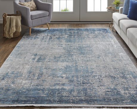 Feizy Cadiz Modern Abstract - Blue/Gray/Silver Area Rug