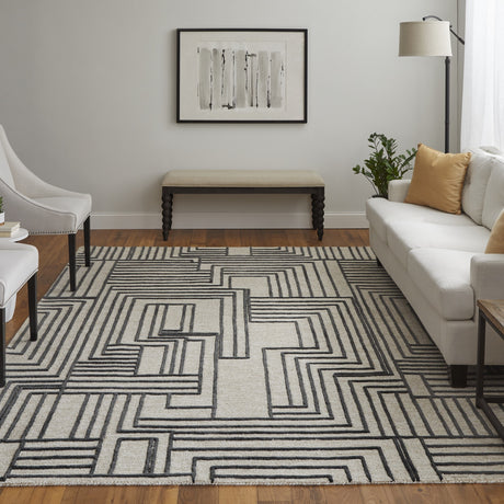 Feizy Gansett Modern Geometric - Tan/Brown Area Rug