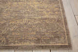 Close up of the Nourison Silken Allure Mushroom Persian rug showing its texture and subtle gold pattern.