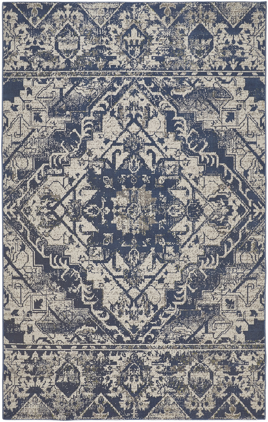 Feizy Foster Transitional Oriental - Blue/Ivory Area Rug - Clearance