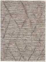 Close-up of the handmade Nourison OCEAN Ash area rug. Modern design with ash tones and subtle geometric pattern.