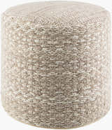 Beige Rustic Pouf with cotton details for casual extra seating or footrest