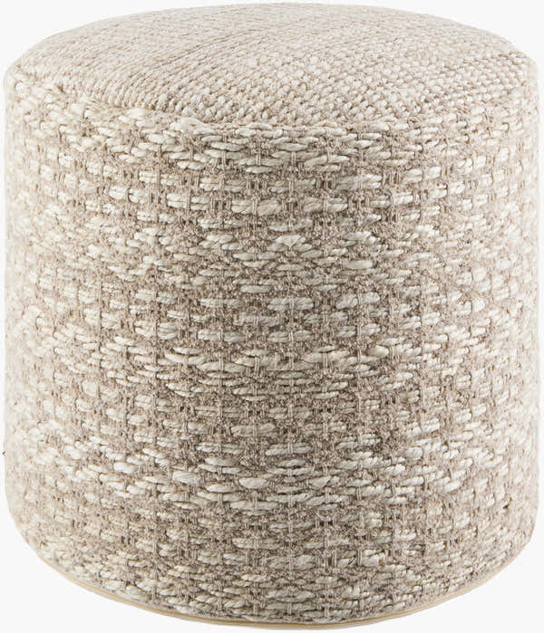 Beige Rustic Pouf with cotton details for casual extra seating or footrest