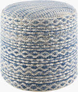 Aqua Blue Rustic Pouf with cotton details for casual extra seating or footrest