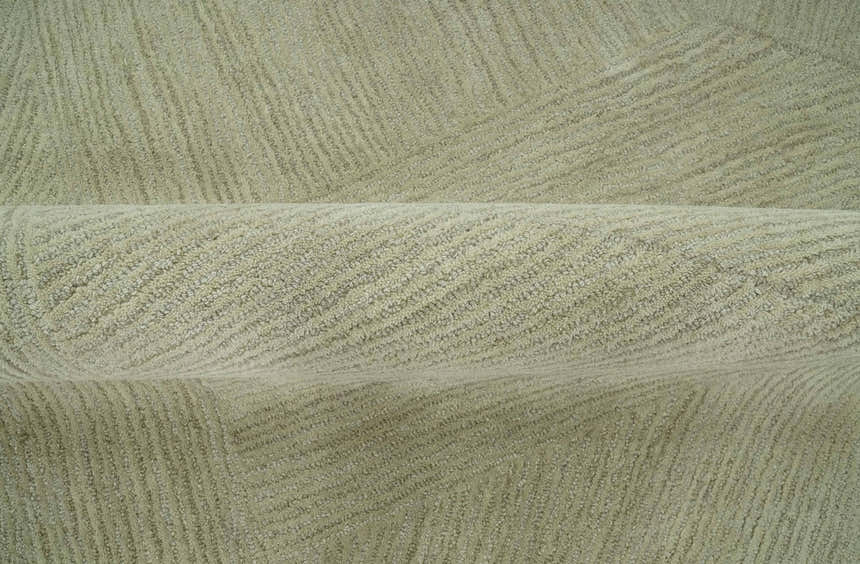 Olive and Ivory Modern Geometrical Stripes Textured Hand Tufted Multi size rug