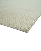 Olive and Ivory Modern Geometrical Stripes Textured Hand Tufted Multi size rug