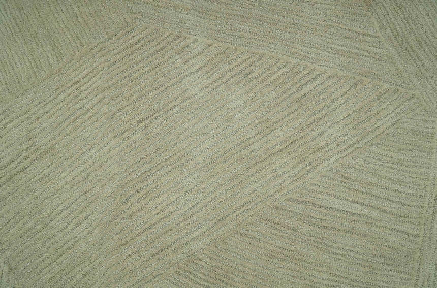 Olive and Ivory Modern Geometrical Stripes Textured Hand Tufted Multi size rug