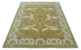 Olive, Ivory and Gray Hand knotted Oushak Custom Made Wool Rug