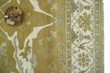 Olive, Ivory and Gray Hand knotted Oushak Custom Made Wool Rug