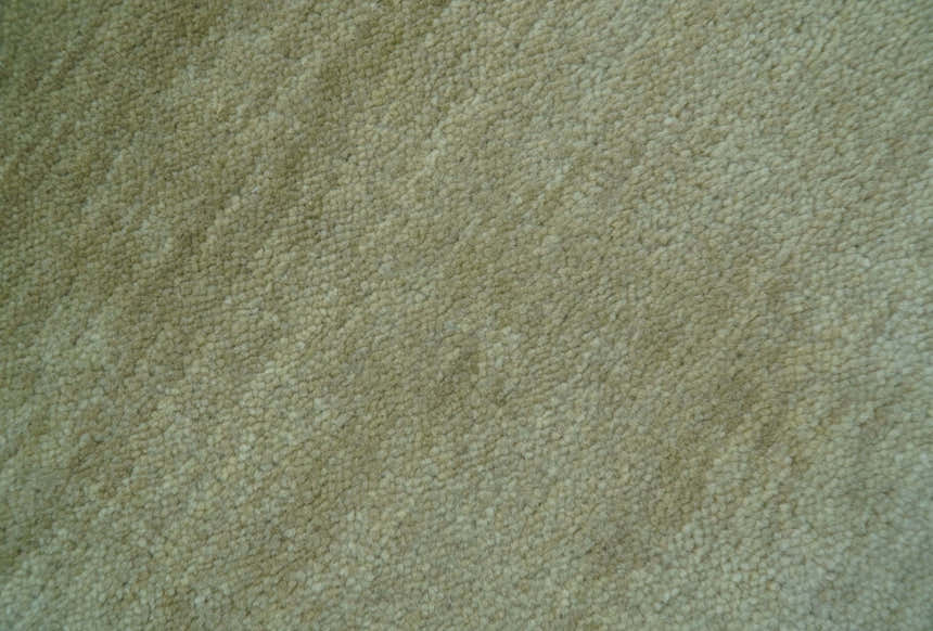 Olive Modern Solid Design Hand Knotted Wool Rug