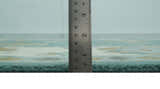 Ollie Custom Made Teal, Ivory and Olive Hand Knotted Oushak Wool Rug