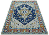 Ollie Traditional Blue And Ivory Hand Tufted Wool Rug