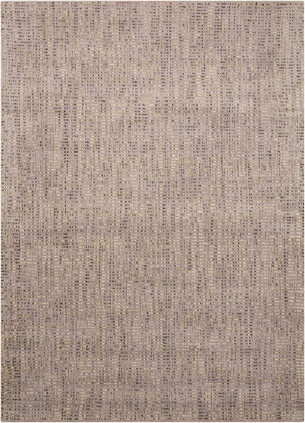 Close-up of the Barclay Butera Intermix Smoke rug showing its gray, textured, wool, and cotton weave.