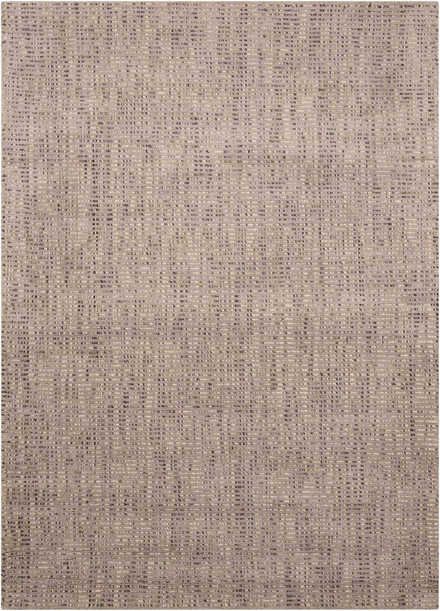 Close-up of the Barclay Butera Intermix Smoke rug showing its gray, textured, wool, and cotton weave.