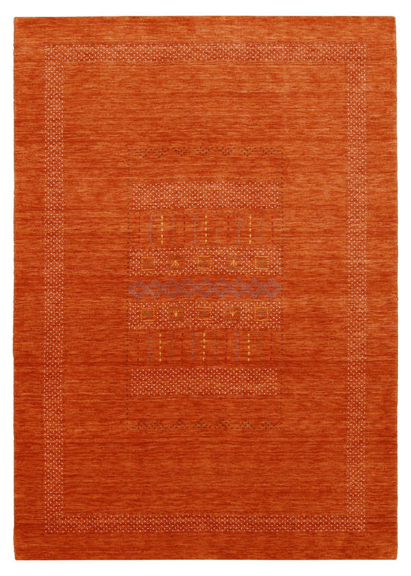 Orange And White Modern Design Hand Loomed Wool Area Rug