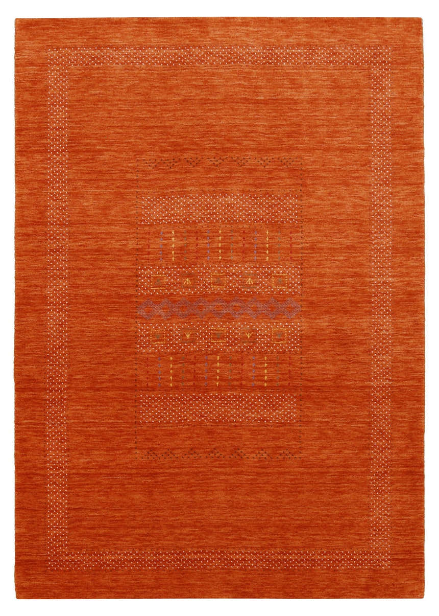 Orange And White Modern Design Hand Loomed Wool Area Rug