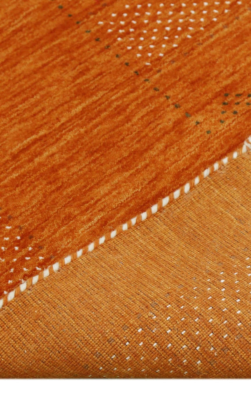 Orange And White Modern Design Hand Loomed Wool Area Rug