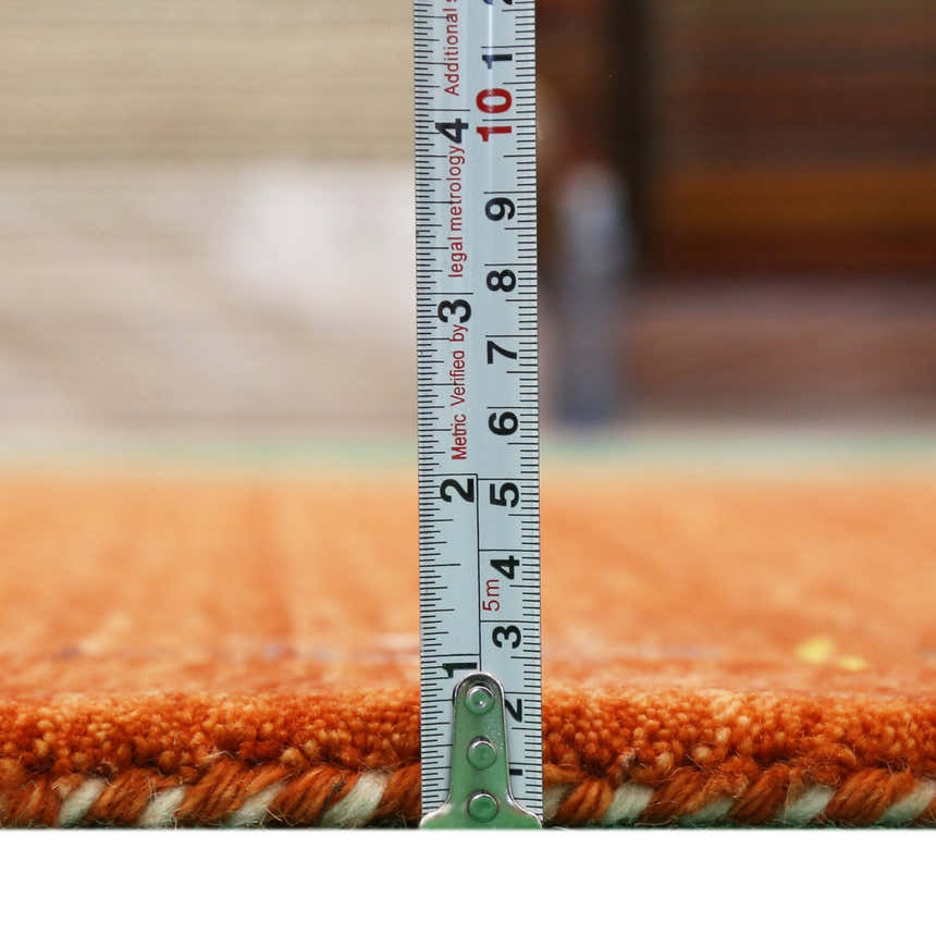 Orange Modern Geometrical Tribal Border Hand Loomed Wool Area Rug
