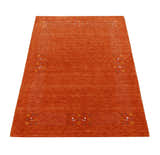 Orange Solid ground with Border Pattern Loomed Wool Area Rug