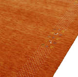 Orange Solid ground with Border Pattern Loomed Wool Area Rug