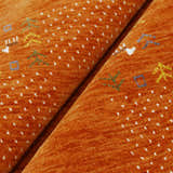 Orange Solid ground with Border Pattern Loomed Wool Area Rug