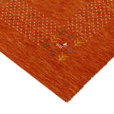 Orange Solid ground with Border Pattern Loomed Wool Area Rug
