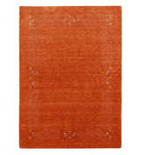 Orange Solid ground with Border Pattern Loomed Wool Area Rug