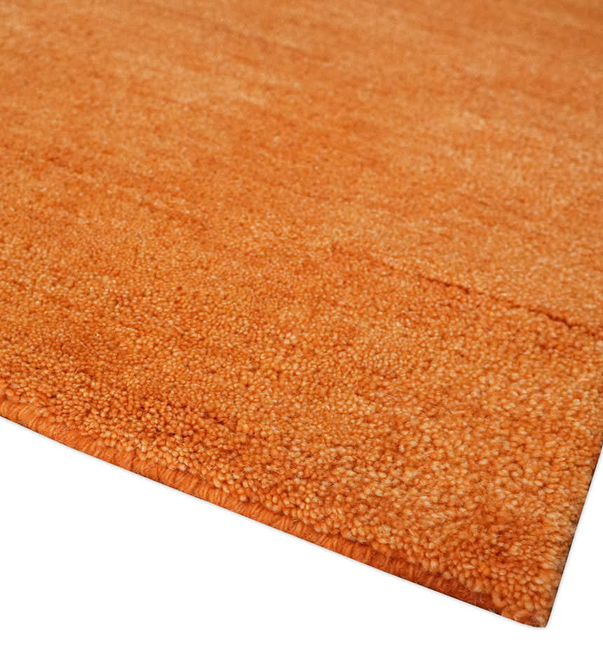 Custom Made orange Solid Woolen Hand Tufted contemporary area Rug