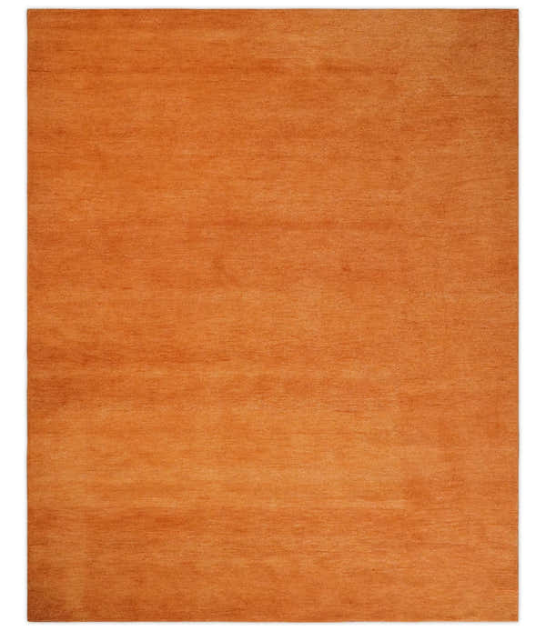 Custom Made orange Solid Woolen Hand Tufted contemporary area Rug