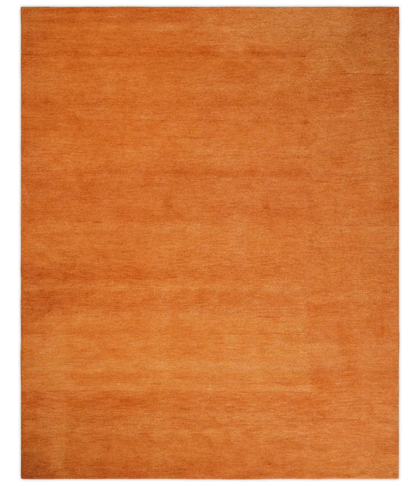 Custom Made orange Solid Woolen Hand Tufted contemporary area Rug