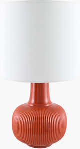Red Coastal Table Lamp with linen details for bedside or console tables