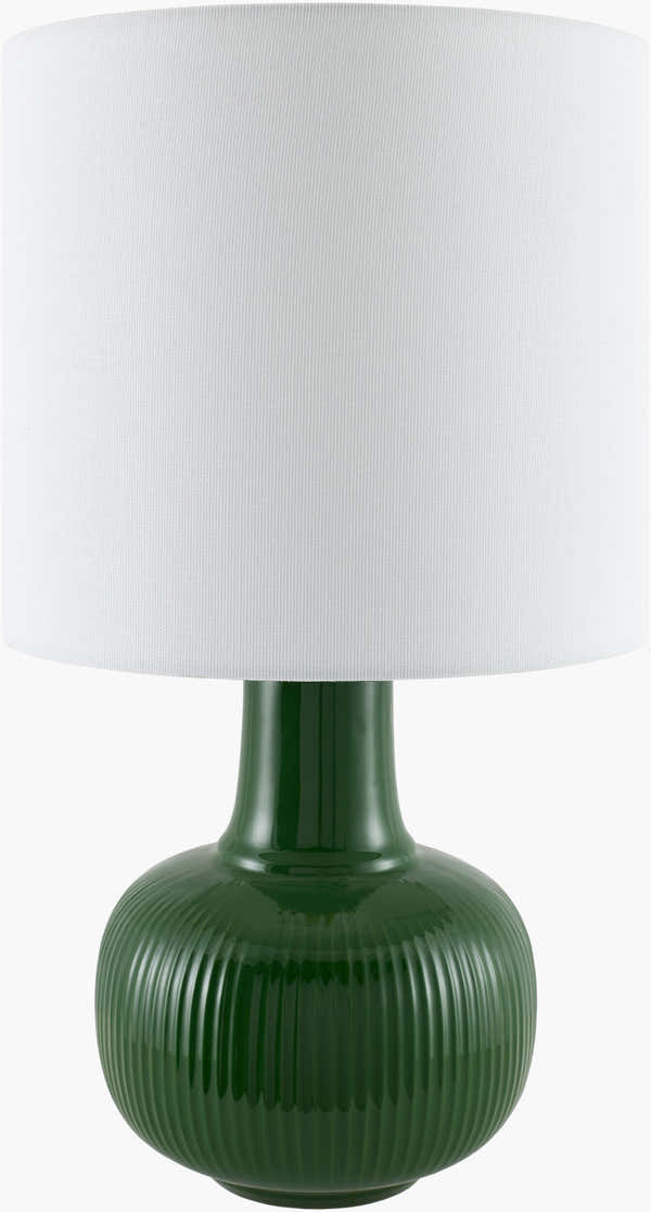Forest Green Coastal Table Lamp with linen details for bedside or console tables
