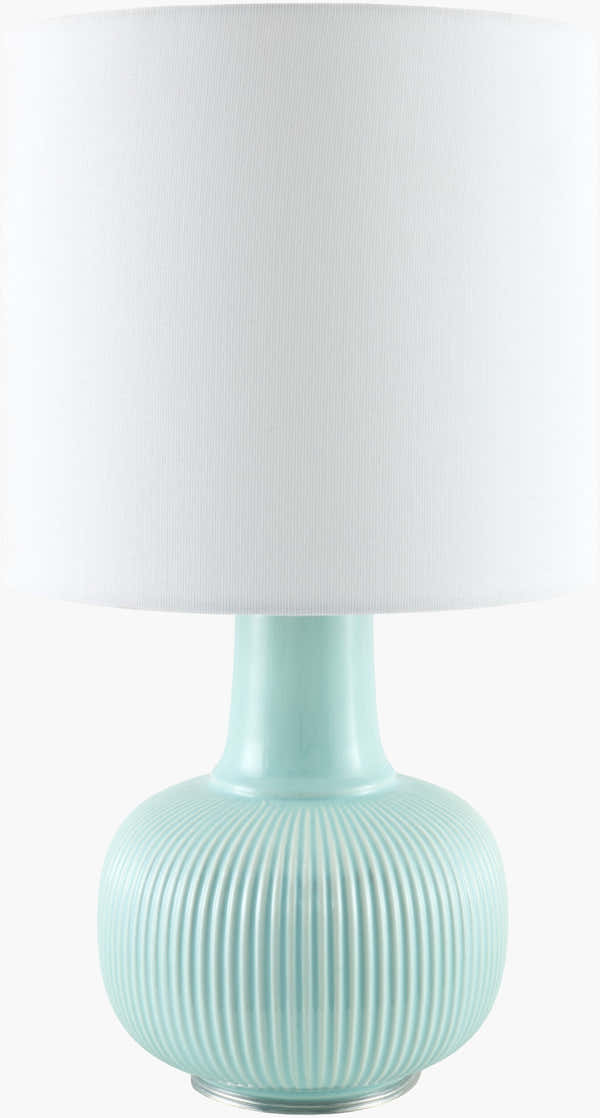 Rich Light Gray Coastal Table Lamp with linen details for bedside or console tables
