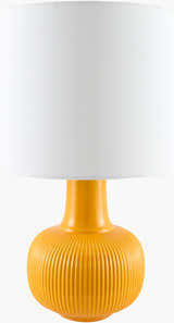 Lemon Yellow Coastal Table Lamp with linen details for bedside or console tables