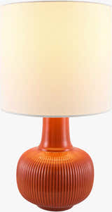 Red Coastal Table Lamp with linen details for bedside or console tables
