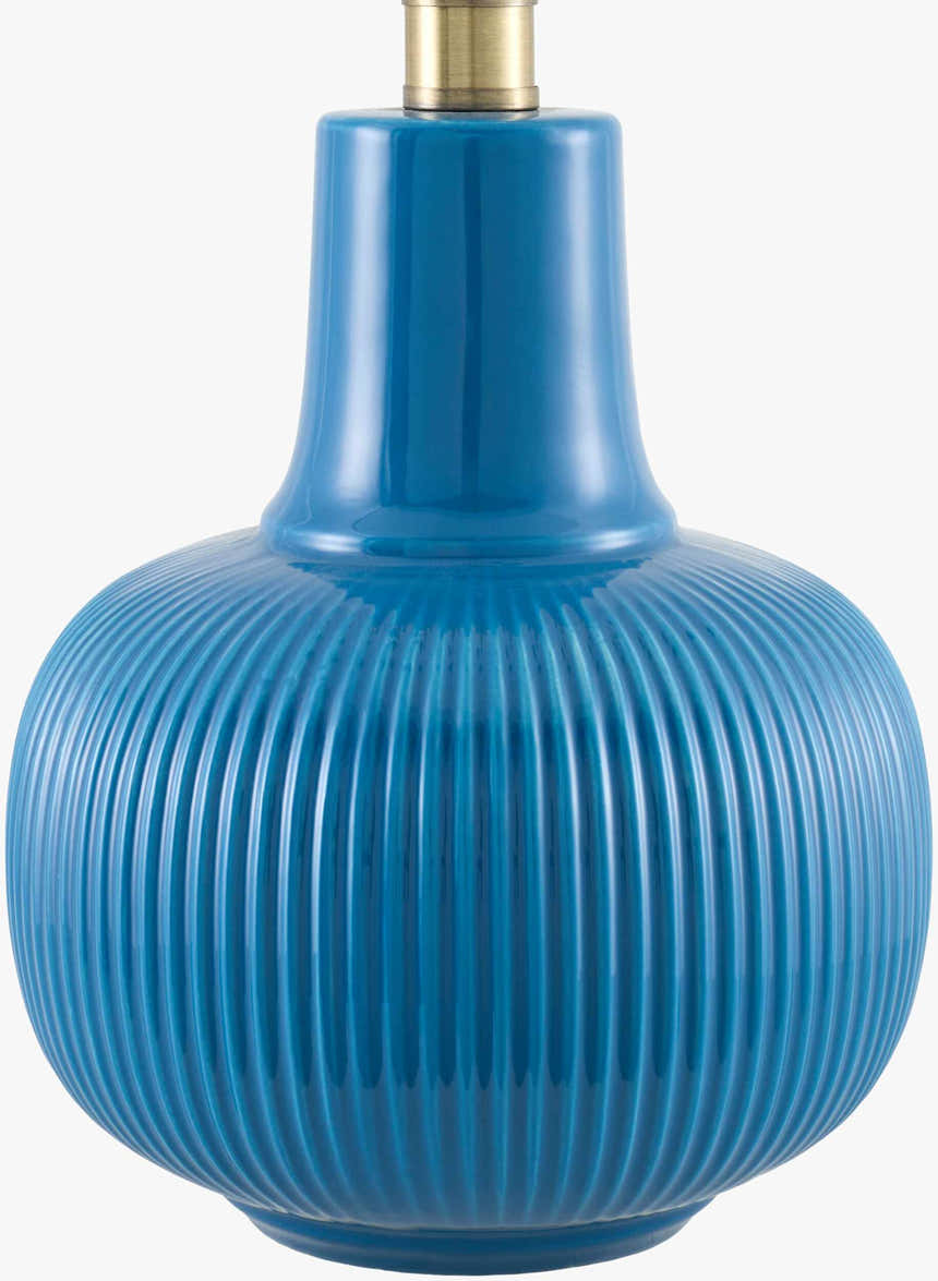 Aqua Blue Coastal Table Lamp with linen details for bedside or console tables