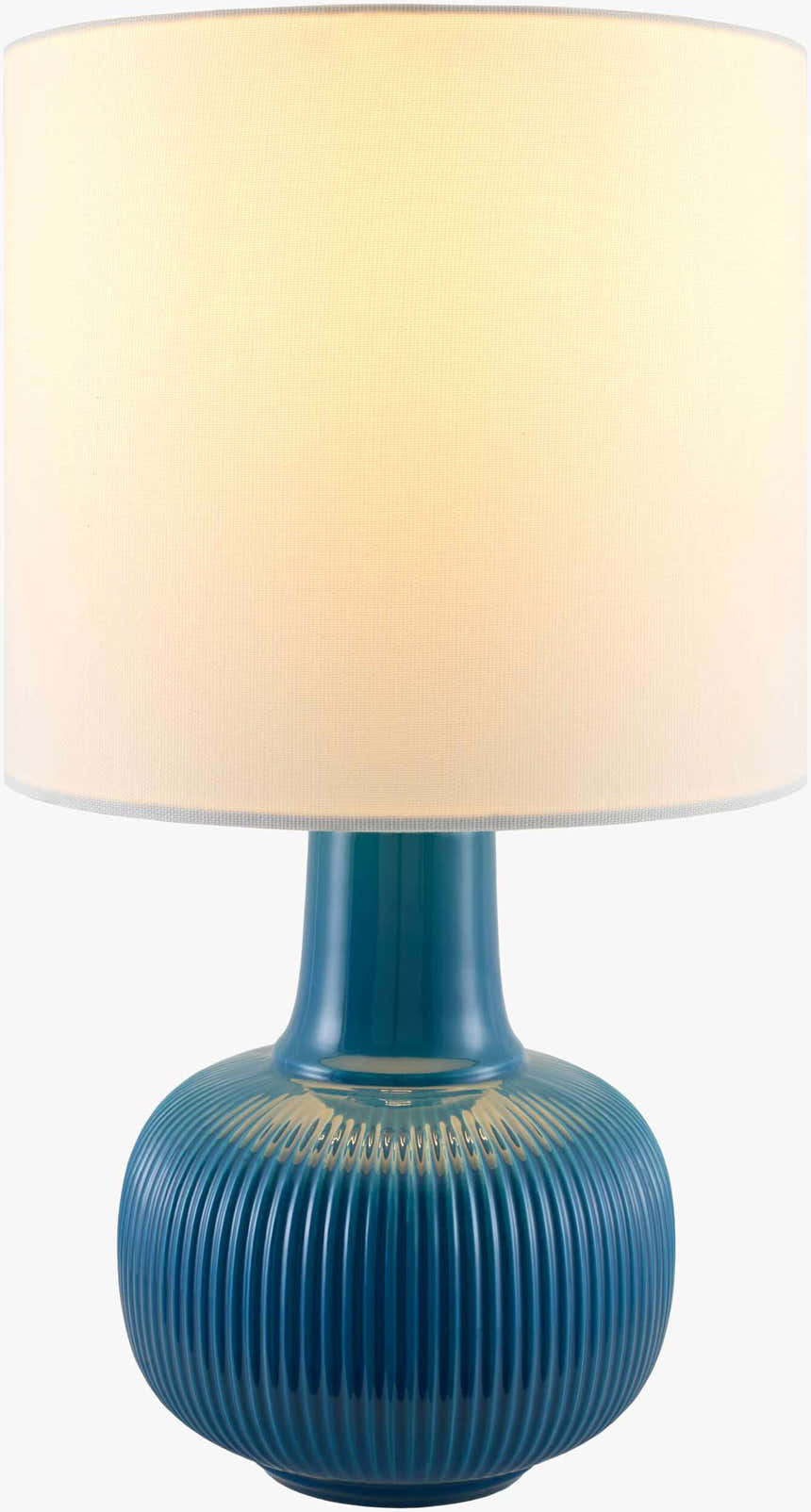 Aqua Blue Coastal Table Lamp with linen details for bedside or console tables