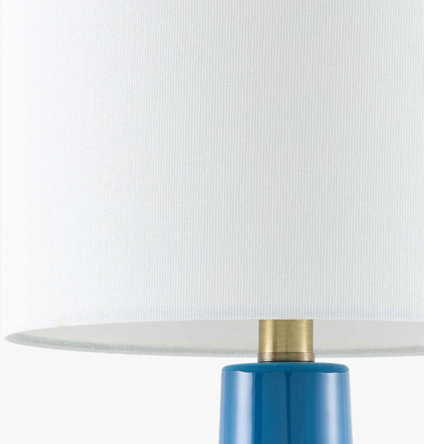 Aqua Blue Coastal Table Lamp with linen details for bedside or console tables