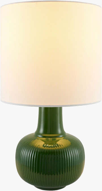 Forest Green Coastal Table Lamp with linen details for bedside or console tables