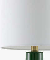 Forest Green Coastal Table Lamp with linen details for bedside or console tables