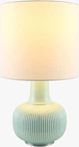 Rich Light Gray Coastal Table Lamp with linen details for bedside or console tables