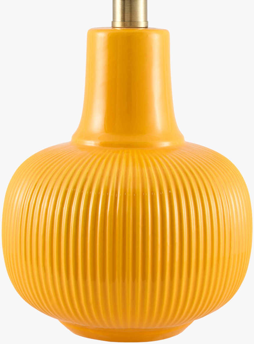 Lemon Yellow Coastal Table Lamp with linen details for bedside or console tables