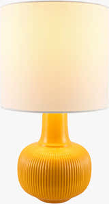 Lemon Yellow Coastal Table Lamp with linen details for bedside or console tables