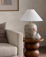 Deep Orange Traditional Table Lamp with linen details for bedside or console tables
