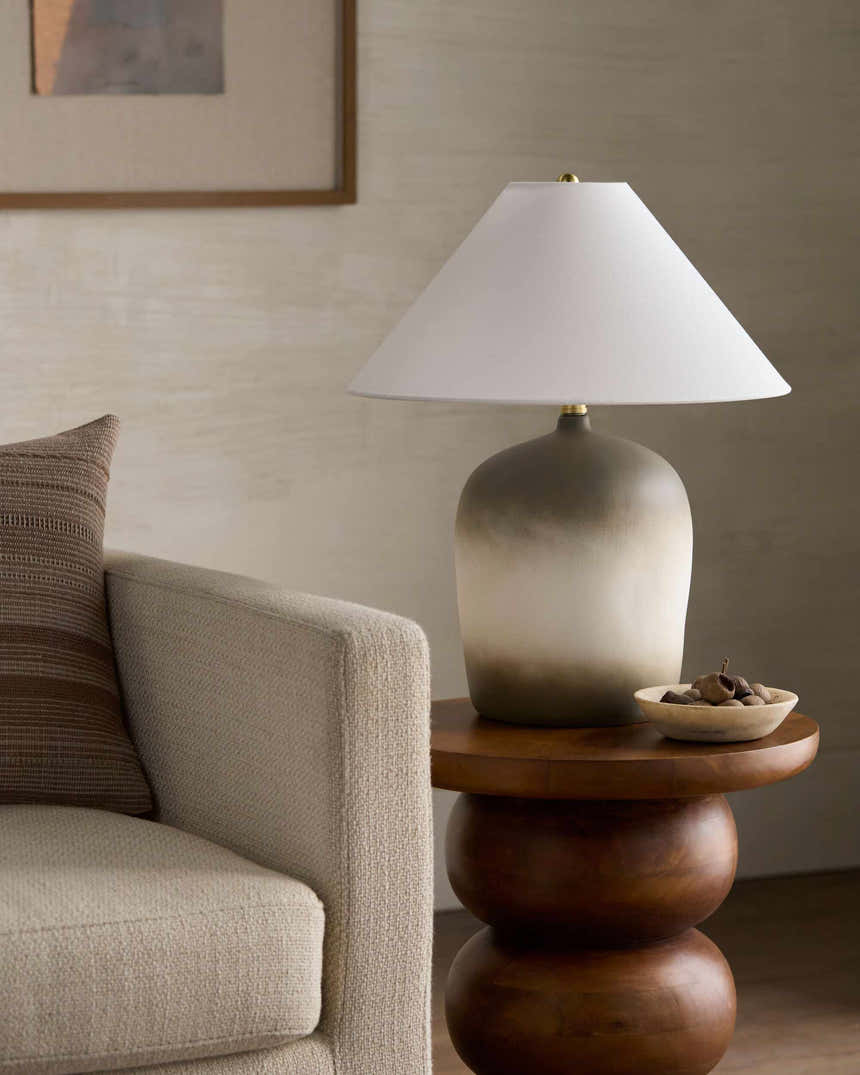 Ombre Ceramic Table Lamp with Linen Shade