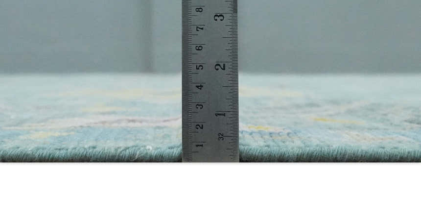 Aqua and Gray Vibrant colorful Hand knotted Oushak Multi Size Wool Area Rug